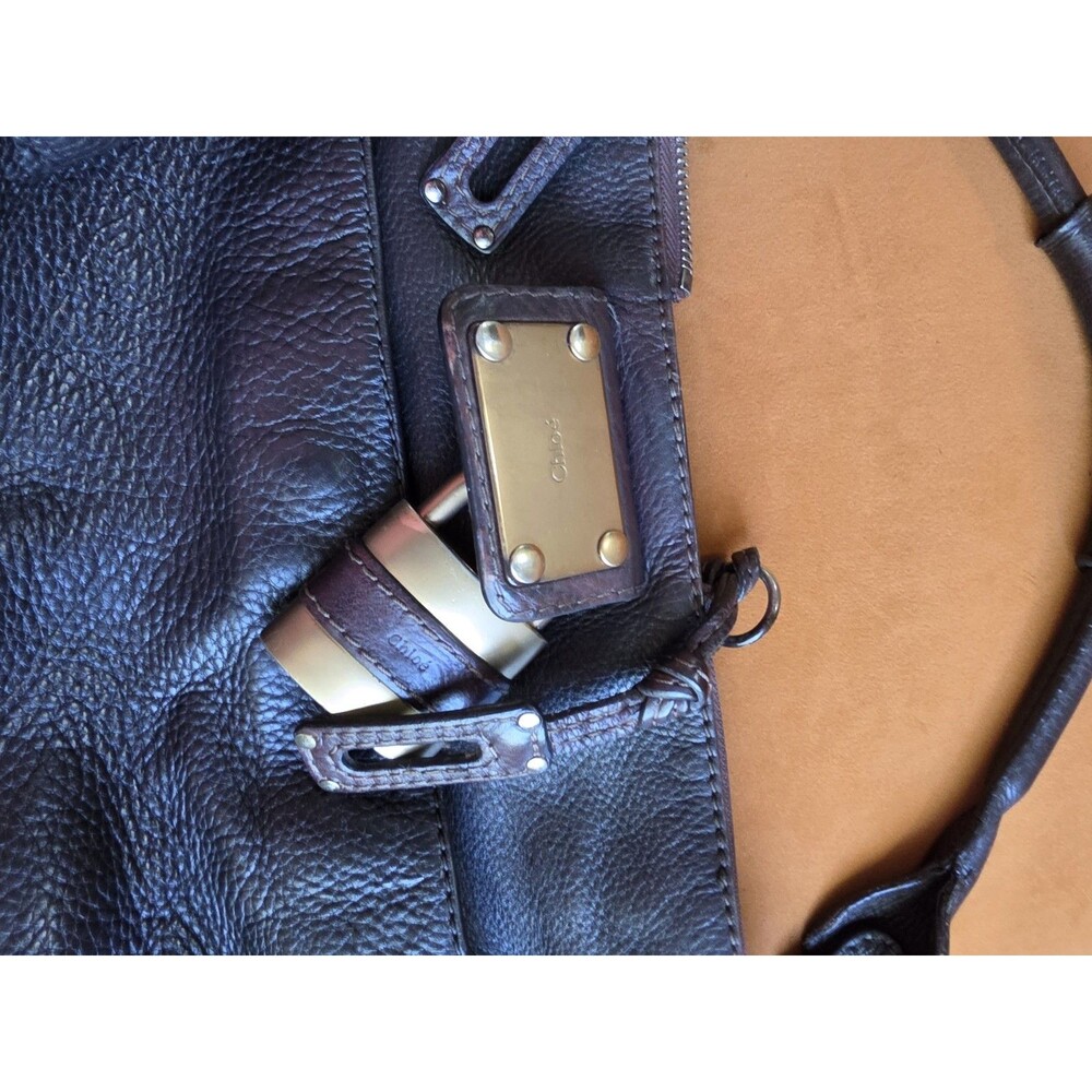 Chloé Brown Satchel Top Handle Zip Padlock Gold Hardware w/ Brand Card - Picture 6 of 9